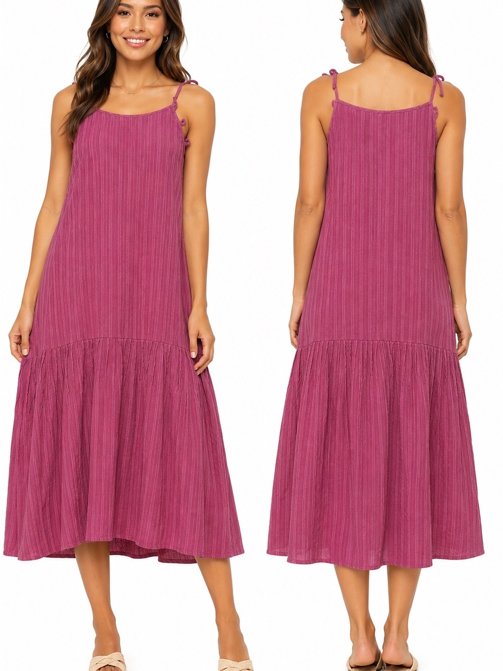 Free People Raspberry Tie-Shoulder Midi Dress